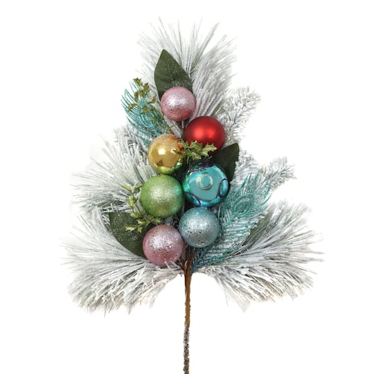 Snowy Pine &#x26; Ornament Spray